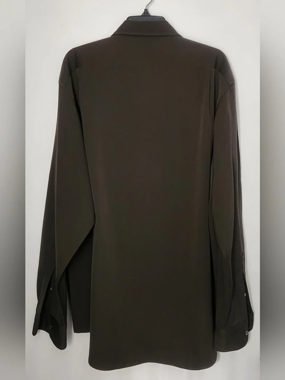 Ralph Lauren Purple Label Wool Shirt Dark Greenish Brown Made In Italy Size XL